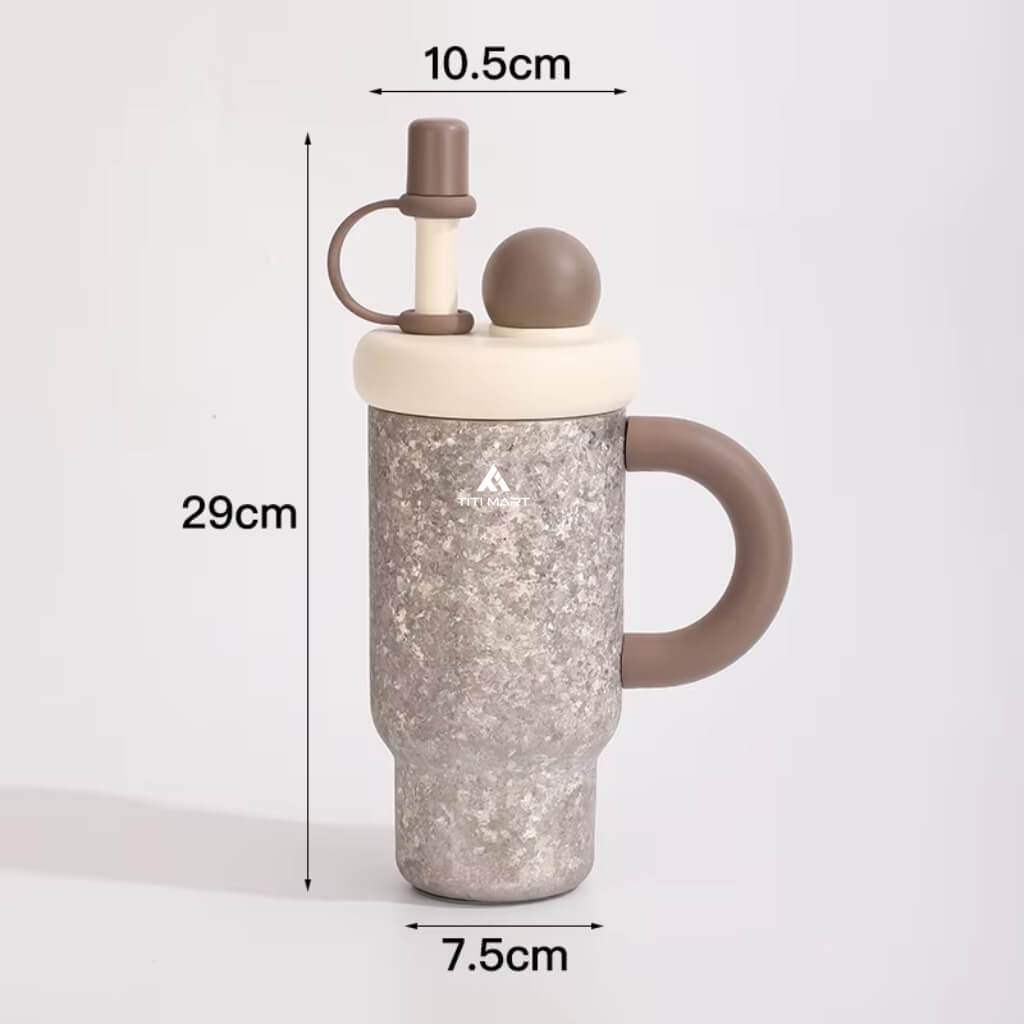 Large capacity pure titanium thermos cup