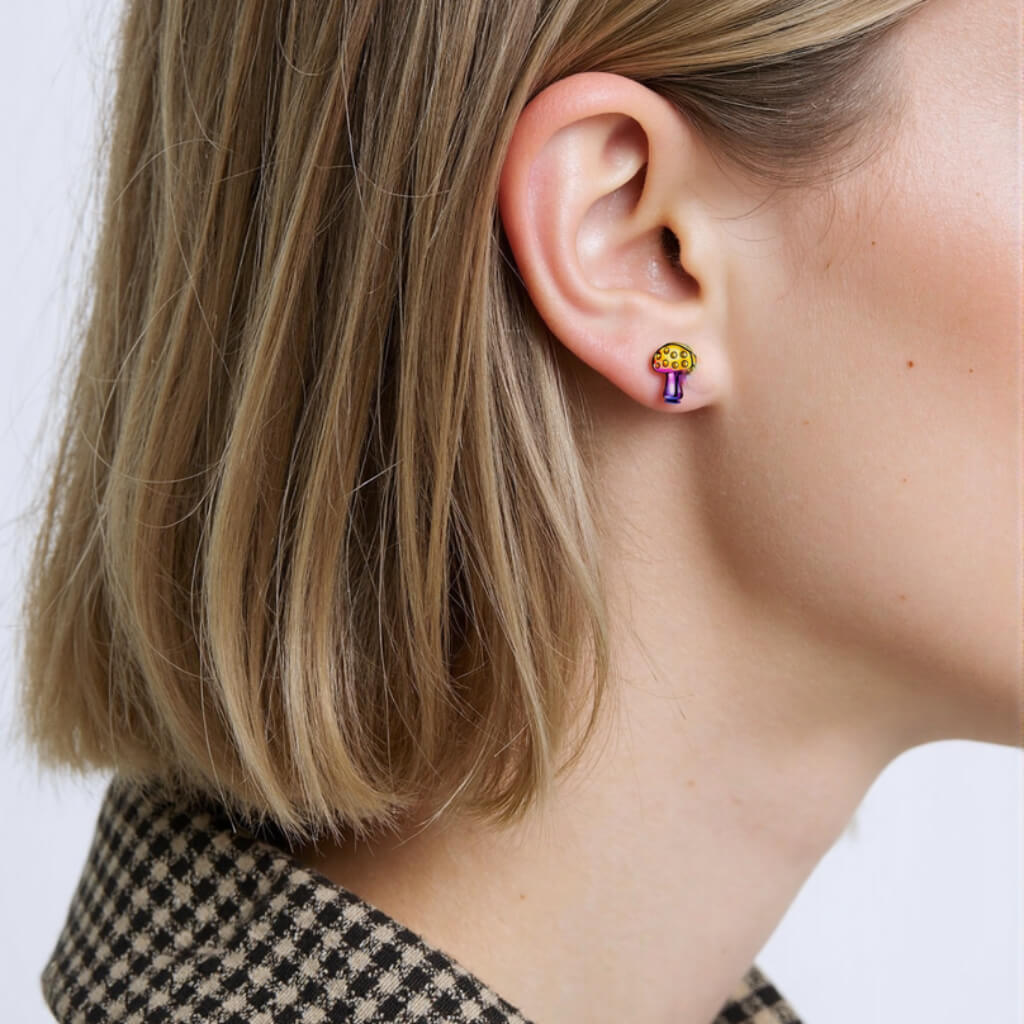 Titanium round earrings